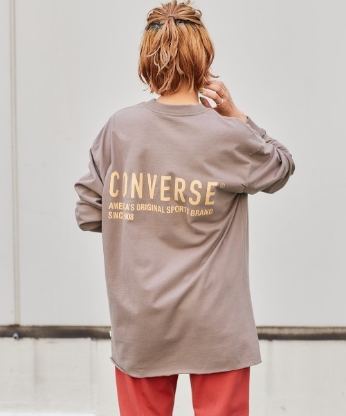 CONVERSE(コンバース)の「【CONVERSE】メローヘム バックプリントロンTee(Tシャツ/カットソー・レディース・ブラウン/チャコール/オフホワイト・M)」の22枚目の写真