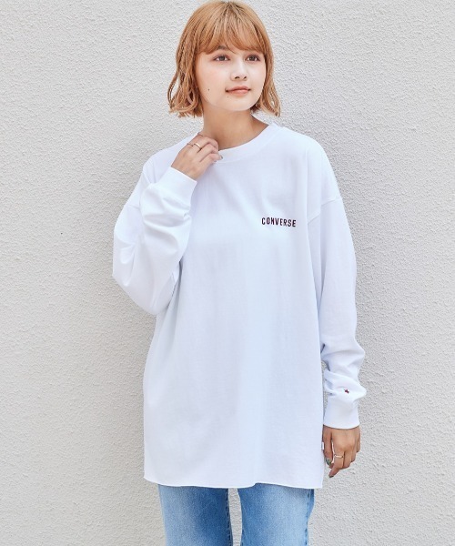 CONVERSE(コンバース)の「【CONVERSE】メローヘム バックプリントロンTee(Tシャツ/カットソー・レディース・ブラウン/チャコール/オフホワイト・M)」の6枚目の写真