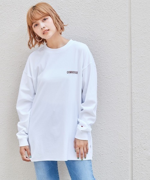 CONVERSE(コンバース)の「【CONVERSE】メローヘム バックプリントロンTee(Tシャツ/カットソー・レディース・ブラウン/チャコール/オフホワイト・M)」の7枚目の写真