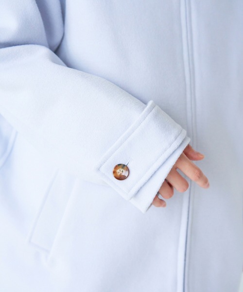 haco!（ハコ）の「綺麗も可愛いもお手の物！ボトムス選ばず好バランスが叶う きれい色ミドル丈コート（ノーカラーコート・レディース・ライトブルー・SMALL/MEDIUM/LARGE/X-LARGE）」の18枚目の写真