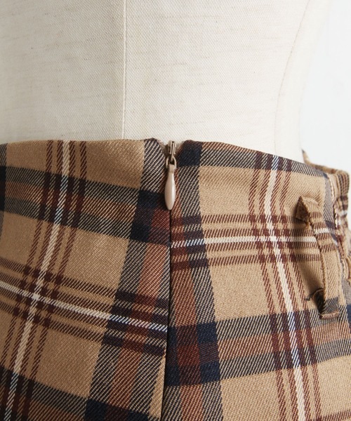 tocco closet（トッコ　クローゼット）の「ベルト付きチェック柄マーメイドスカート（スカート・レディース・ベージュ/ネイビー・M）」の5枚目の写真