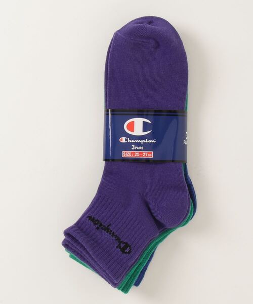 Champion(チャンピオン)の「【CHAMPION/チャンピオン】カラー(ネオンカラー)クォーター丈靴下(ソックス) 3足組 CMSCT201 ワンポイントブランドロゴ(ソックス/靴下・メンズ・その他1/その他2・MEDIUM)」の1枚目の写真