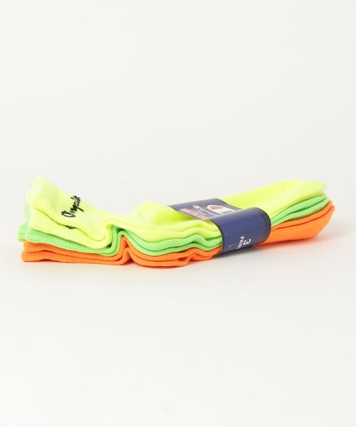 Champion(チャンピオン)の「【CHAMPION/チャンピオン】カラー(ネオンカラー)クォーター丈靴下(ソックス) 3足組 CMSCT201 ワンポイントブランドロゴ(ソックス/靴下・メンズ・その他1/その他2・MEDIUM)」の3枚目の写真