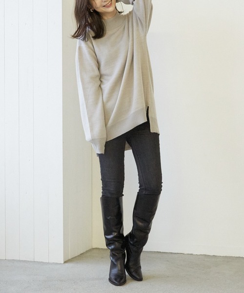 VIBGYOR（ヴィブジョー）の「VIBGYOR Select/A/N WフェイスH/N(BL)（ニット/セーター・レディース・ブラック/グレー/アイボリー/モカ/グレイッシュベージュ・MEDIUM/LARGE）」の3枚目の写真