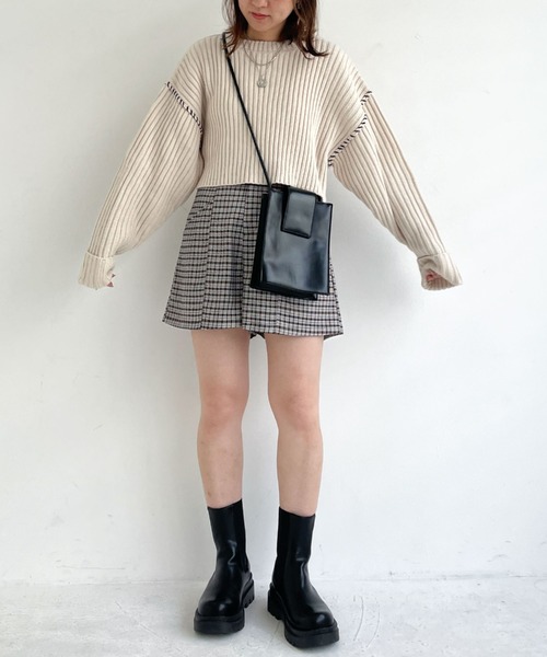 archives（アルシーヴ）の「リブハンドステッチ短丈プルオーバー（ニット/セーター・レディース・ブラック/ブルー/アイボリー/グリーン系その他/イエロー・MEDIUM）」の7枚目の写真