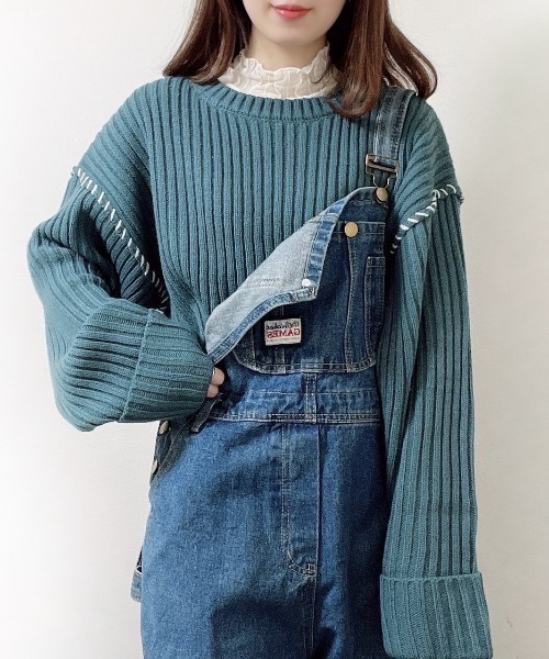 archives（アルシーヴ）の「リブハンドステッチ短丈プルオーバー（ニット/セーター・レディース・ブラック/ブルー/アイボリー/グリーン系その他/イエロー・MEDIUM）」の19枚目の写真