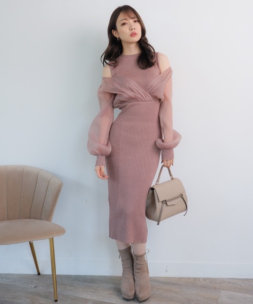 LIPSERVICE（リップサービス）の「シアーレイヤードドッキングニットワンピース（ワンピース・レディース・ブラウン/ブラック/グレー系その他・M/S）」の14枚目の写真