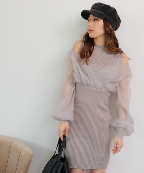 LIPSERVICE（リップサービス）の「シアーレイヤードドッキングニットワンピース（ワンピース・レディース・ブラウン/ブラック/グレー系その他・M/S）」の19枚目の写真