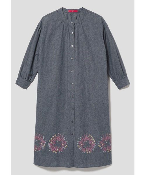 Design Tshirts Store graniph（デザイン　ティーシャツ　ストア　グラニフ）の「スプレディングフラワーズ｜エンブロイダリーシャツワンピース（シャツワンピース・レディース・ネイビー・FREE）」の3枚目の写真