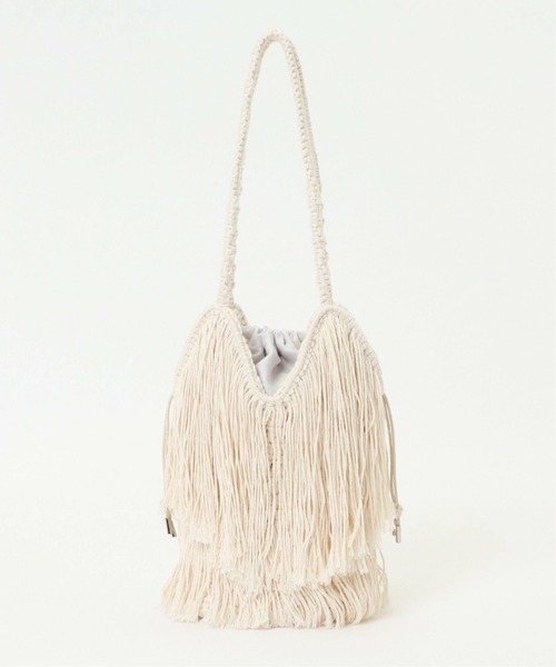 Laugoa（ラウゴア）の「LAUGOA PERK フリンジバッグ（トートバッグ・レディース・ブラック/オフホワイト・ONESIZE）」の5枚目の写真