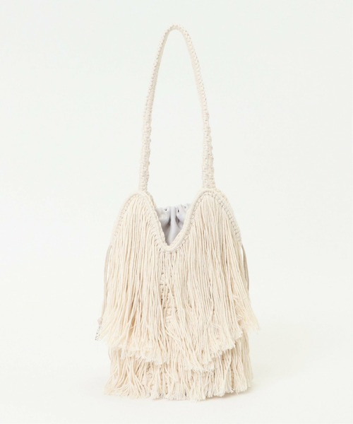 Laugoa（ラウゴア）の「LAUGOA PERK フリンジバッグ（トートバッグ・レディース・ブラック/オフホワイト・ONESIZE）」の6枚目の写真