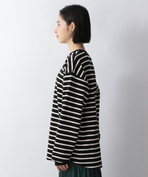 LOWRYS FARM（ローリーズファーム）の「ポンチボーダーチュニック　257973（Tシャツ/カットソー・レディース・ブラック/ダークブラウン/グリーン・FREE）」の13枚目の写真