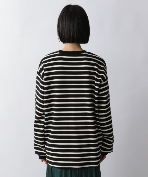 LOWRYS FARM（ローリーズファーム）の「ポンチボーダーチュニック　257973（Tシャツ/カットソー・レディース・ブラック/ダークブラウン/グリーン・FREE）」の5枚目の写真