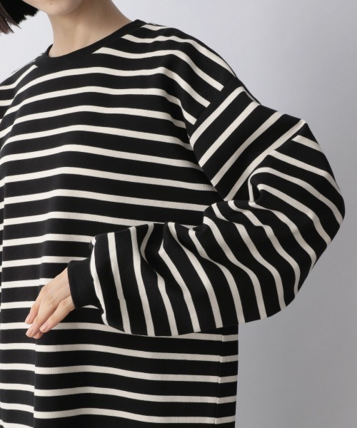 LOWRYS FARM（ローリーズファーム）の「ポンチボーダーチュニック　257973（Tシャツ/カットソー・レディース・ブラック/ダークブラウン/グリーン・FREE）」の20枚目の写真