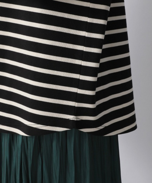 LOWRYS FARM（ローリーズファーム）の「ポンチボーダーチュニック　257973（Tシャツ/カットソー・レディース・ブラック/ダークブラウン/グリーン・FREE）」の7枚目の写真