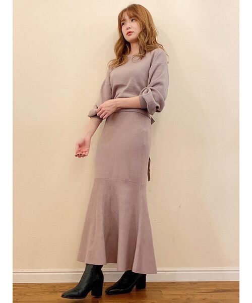 dazzlin（ダズリン）の「ヘムフレアニットスカート（スカート・レディース・ブラック/ベージュ/モカ・FREE）」の4枚目の写真