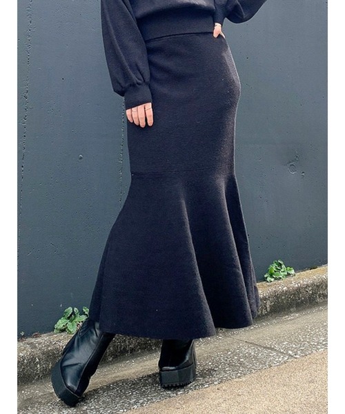 dazzlin（ダズリン）の「ヘムフレアニットスカート（スカート・レディース・ブラック/ベージュ/モカ・FREE）」の2枚目の写真