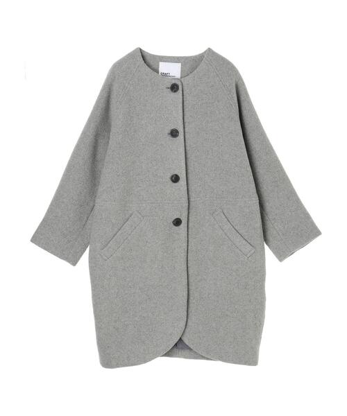 CRAFT STANDARD BOUTIQUE(クラフトスタンダードブティック)の「コクーンコート *◇(ノーカラーコート・レディース・チャコールグレー/ブラウン/グレー・FREE)」の6枚目の写真