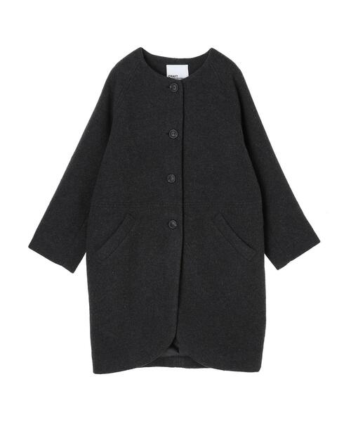 CRAFT STANDARD BOUTIQUE(クラフトスタンダードブティック)の「コクーンコート *◇(ノーカラーコート・レディース・チャコールグレー/ブラウン/グレー・FREE)」の5枚目の写真