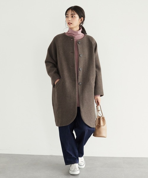 CRAFT STANDARD BOUTIQUE(クラフトスタンダードブティック)の「コクーンコート *◇(ノーカラーコート・レディース・チャコールグレー/ブラウン/グレー・FREE)」の3枚目の写真