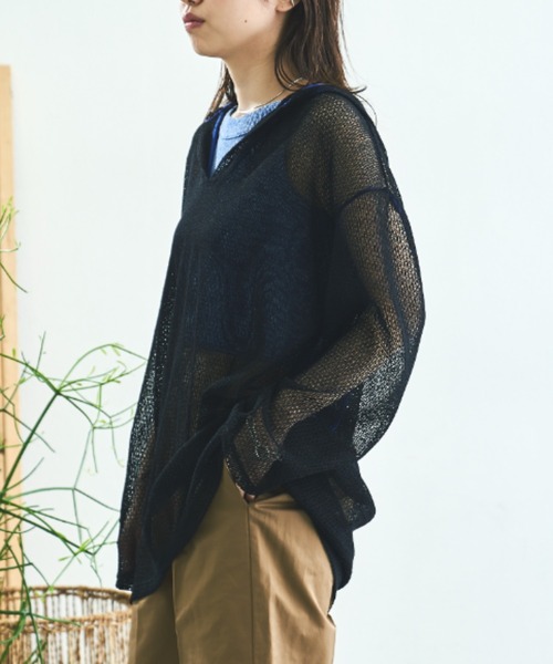 VACANCY（ヴァカンシー）の「メッシュパイピングパーカー（パーカー・レディース・ホワイト/ブラック・FREE）」の4枚目の写真