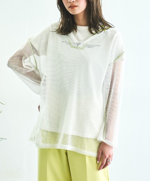 VACANCY（ヴァカンシー）の「メッシュパイピングパーカー（パーカー・レディース・ホワイト/ブラック・FREE）」の11枚目の写真