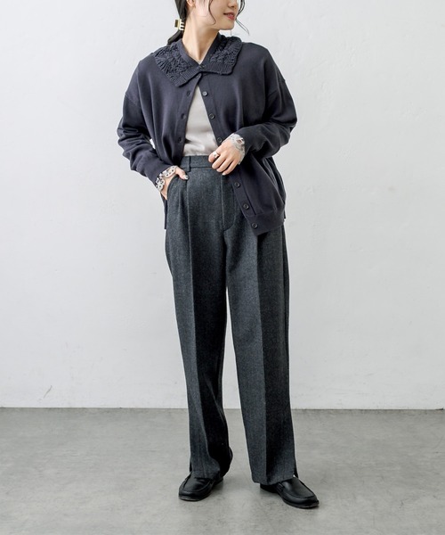 PUAL CE CIN（ピュアルセシン）の「すかし編み襟ニットプルオーバー（ニット/セーター・レディース・チャコールグレー/ブルーグレー/グレイッシュベージュ/ナチュラル・FREE）」の10枚目の写真