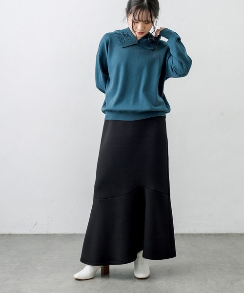 PUAL CE CIN（ピュアルセシン）の「すかし編み襟ニットプルオーバー（ニット/セーター・レディース・チャコールグレー/ブルーグレー/グレイッシュベージュ/ナチュラル・FREE）」の16枚目の写真