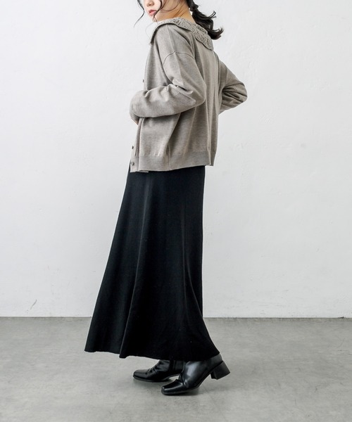 PUAL CE CIN（ピュアルセシン）の「すかし編み襟ニットプルオーバー（ニット/セーター・レディース・チャコールグレー/ブルーグレー/グレイッシュベージュ/ナチュラル・FREE）」の9枚目の写真