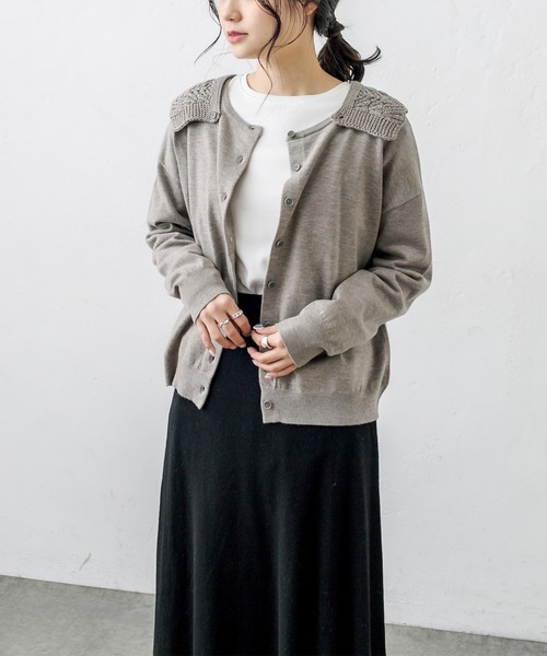 PUAL CE CIN（ピュアルセシン）の「すかし編み襟ニットプルオーバー（ニット/セーター・レディース・チャコールグレー/ブルーグレー/グレイッシュベージュ/ナチュラル・FREE）」の15枚目の写真