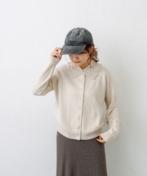 PUAL CE CIN（ピュアルセシン）の「すかし編み襟ニットプルオーバー（ニット/セーター・レディース・チャコールグレー/ブルーグレー/グレイッシュベージュ/ナチュラル・FREE）」の11枚目の写真