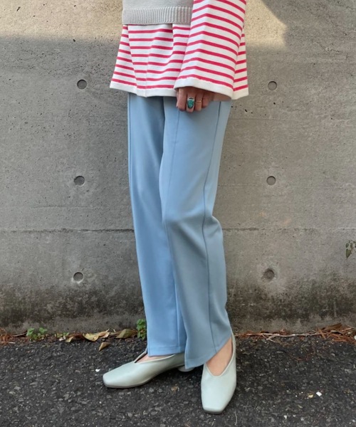カットジョーゼットスリットパンツ