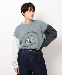 BASECONTROL | ◆ビンテージ風 ドッグ刺繍 クルーネックスウェット トレーナー(スウェット)