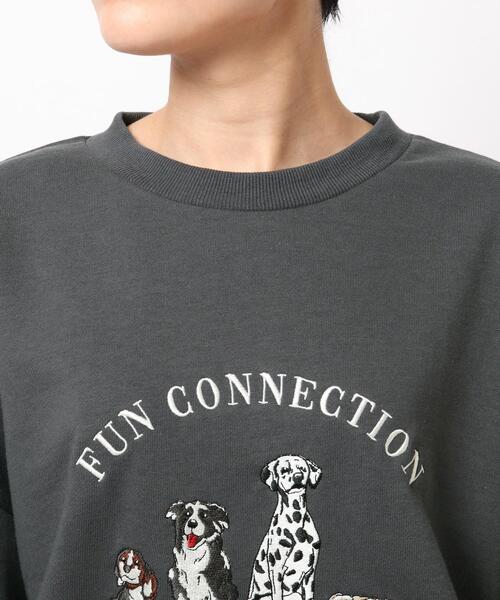 BASECONTROL(ベースコントロール)の「◆ビンテージ風 ドッグ刺繍 クルーネックスウェット トレーナー(スウェット・レディース・ブラック/アイボリー/ブルー系5・99)」の7枚目の写真