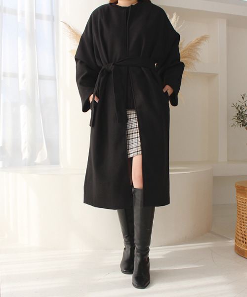 MODE ROBE（モードローブ）の「ノーカラーオーバーコート（ノーカラーコート・レディース・ブラック/モカ/アイボリー・FREE）」の3枚目の写真