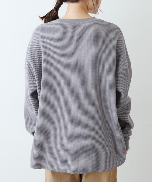 PUAL CE CIN（ピュアルセシン）の「ワッフル前あきロングスリーブ（Tシャツ/カットソー・レディース・ベージュ/グレー/オフホワイト・FREE）」の15枚目の写真