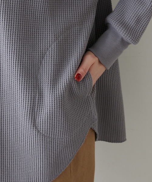 PUAL CE CIN（ピュアルセシン）の「ワッフル前あきロングスリーブ（Tシャツ/カットソー・レディース・ベージュ/グレー/オフホワイト・FREE）」の17枚目の写真