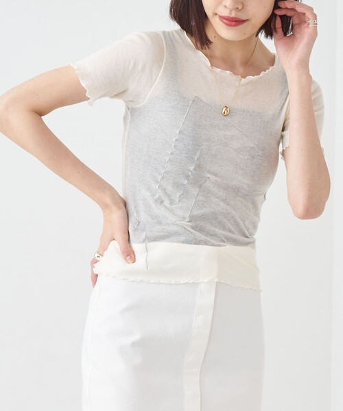 BASERANGE(ベースレンジ)の「Baserange/ベースレンジ AROOSTOOK TEE / シアーショートスリーブカットソー(Tシャツ/カットソー・レディース・ホワイト・S)」の5枚目の写真