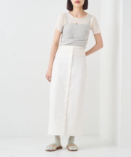 BASERANGE(ベースレンジ)の「Baserange/ベースレンジ AROOSTOOK TEE / シアーショートスリーブカットソー(Tシャツ/カットソー・レディース・ホワイト・S)」の6枚目の写真