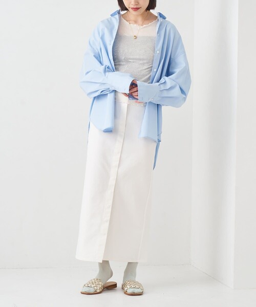 BASERANGE(ベースレンジ)の「Baserange/ベースレンジ AROOSTOOK TEE / シアーショートスリーブカットソー(Tシャツ/カットソー・レディース・ホワイト・S)」の12枚目の写真