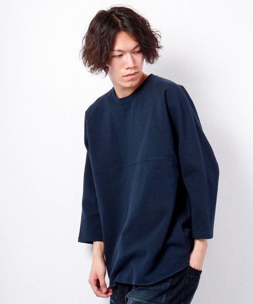 House of Blues(ハウスオブブルース)の「ブロックインレイ裏起毛ラグランクルーネックカットソー(Tシャツ/カットソー・メンズ・ホワイト/ネイビー/レッド/イエロー/杢グレー・M/L)」の3枚目の写真
