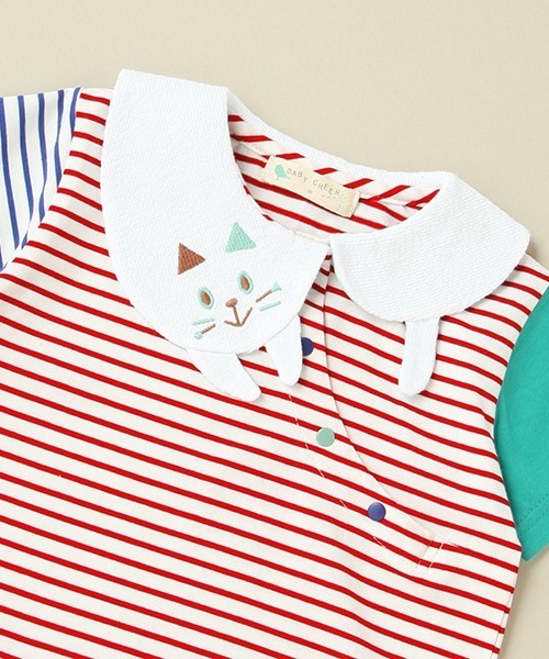 baby cheer（ベイビーチアー）の「ねこ衿半袖ブラウス（シャツ/ブラウス・キッズ・レッド/グレー・80ｃｍ/90cm/100cm/110cm/120cm）」の10枚目の写真