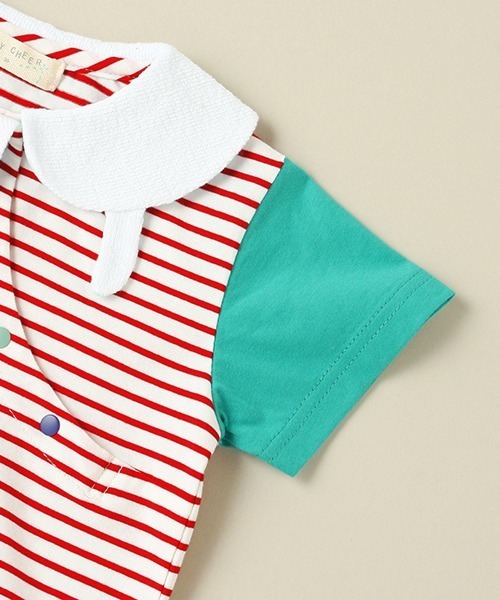 baby cheer（ベイビーチアー）の「ねこ衿半袖ブラウス（シャツ/ブラウス・キッズ・レッド/グレー・80ｃｍ/90cm/100cm/110cm/120cm）」の9枚目の写真