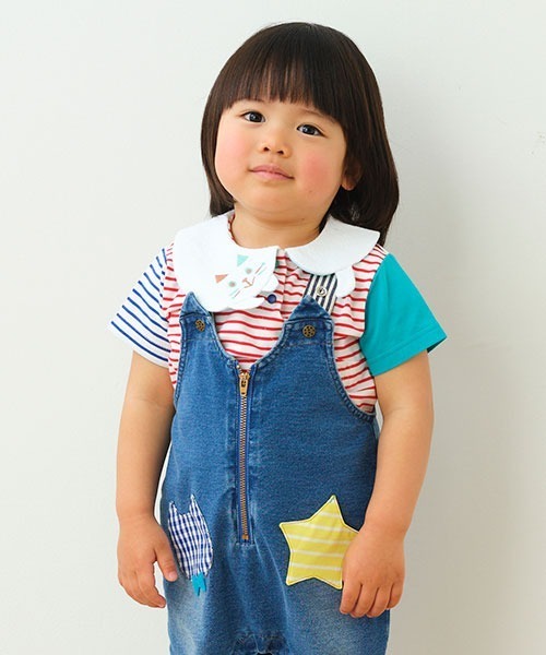 baby cheer（ベイビーチアー）の「ねこ衿半袖ブラウス（シャツ/ブラウス・キッズ・レッド/グレー・80ｃｍ/90cm/100cm/110cm/120cm）」の3枚目の写真