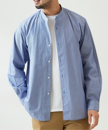 417 EDIFICE | ◆【WEB限定】【シャツ+カットソーの2点セット】ストライプノーカラーシャツ / Tシャツ(シャツ/ブラウス)