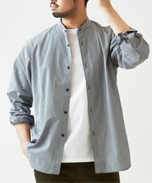 417 EDIFICE | ◆【WEB限定】【シャツ+カットソーの2点セット】ストライプノーカラーシャツ / Tシャツ(シャツ/ブラウス)