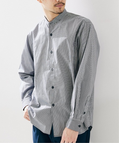 417 EDIFICE（フォーワンセブンエディフィス）の「WEB限定【シャツ+カットソーの2点セット】ストライプノーカラー / Tシャツ（シャツ/ブラウス・メンズ・ブラック/ネイビー・X-LARGE/SMALL/MEDIUM/LARGE）」の6枚目の写真
