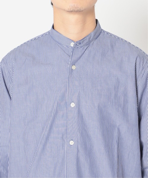 417 EDIFICE（フォーワンセブンエディフィス）の「WEB限定【シャツ+カットソーの2点セット】ストライプノーカラー / Tシャツ（シャツ/ブラウス・メンズ・ブラック/ネイビー・X-LARGE/SMALL/MEDIUM/LARGE）」の4枚目の写真