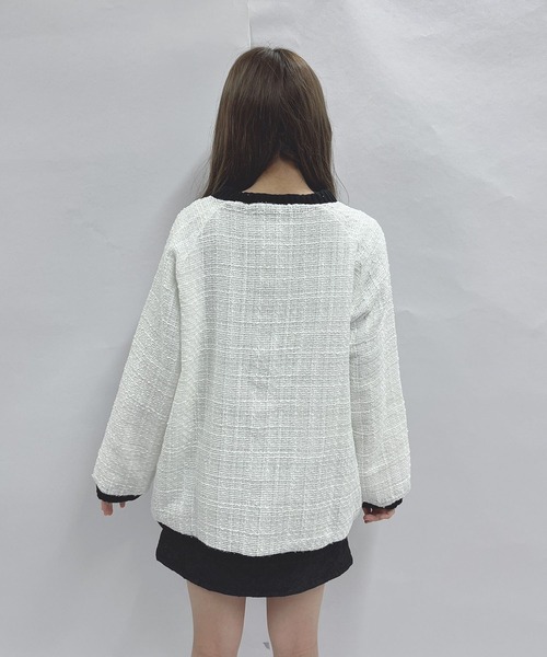Swankiss(スワンキス)の「HB SK tweed C/D(カーディガン/ボレロ・レディース・ホワイト/ブラック/ピンク・FREE)」の7枚目の写真