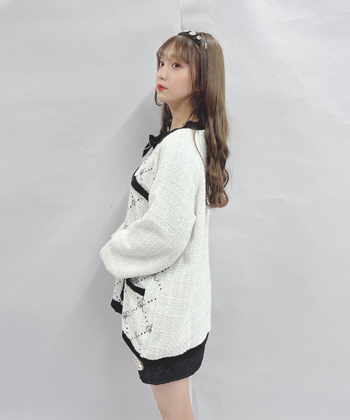 Swankiss(スワンキス)の「HB SK tweed C/D(カーディガン/ボレロ・レディース・ホワイト/ブラック/ピンク・FREE)」の8枚目の写真